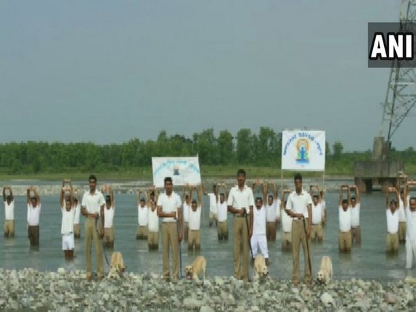 ITBP personnel perform yoga with dogs in tow
