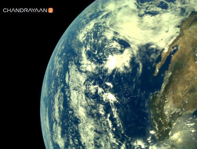#ISRO Earth as viewed by #Chandrayaan2 LI4 Camera on August 3, 2019 17:29 UT