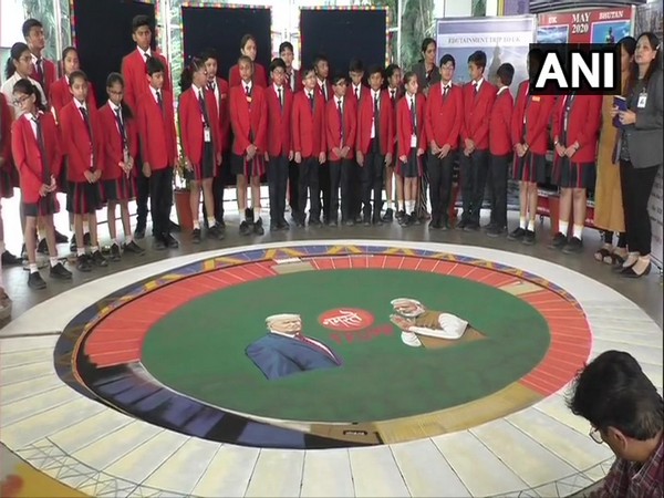 Artists make 3D rangoli of PM Modi, Trump in Surat