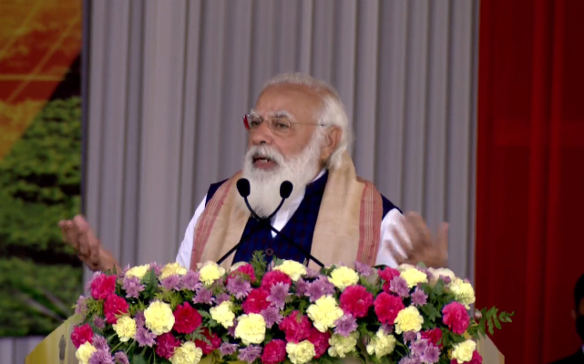 PM Modi assails previous Assam govts for failing to protect land rights of indigenous people