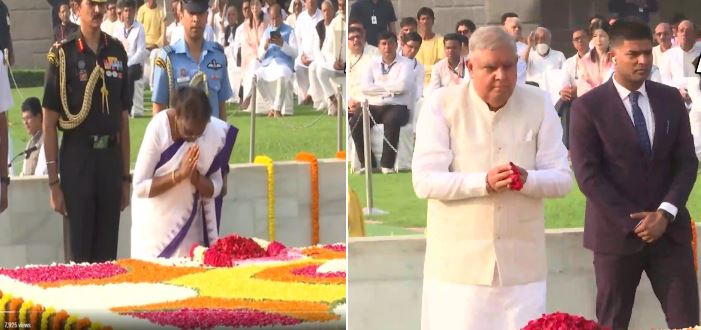 President Murmu, Vice-President Dhankhar Pay Tributes To Mahatma Gandhi ...