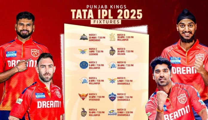 PBKS IPL 2025 Schedule: Punjab Kings Match List, Dates, Timings & Venues