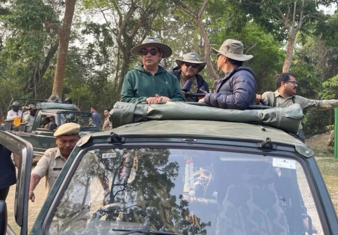 Sachin Tendulkar and his family enjoying a jeep safari during their visit to Kaziranga in April.