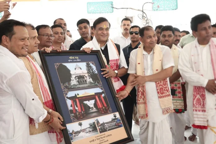 Chief Minister Dr Himanta Biswa Sarma visiting the Khatara Satra, an institution of historical and cultural significance founded by Lechakonia Sri Sri Gobinda Ata, on Wednesday (June 11)