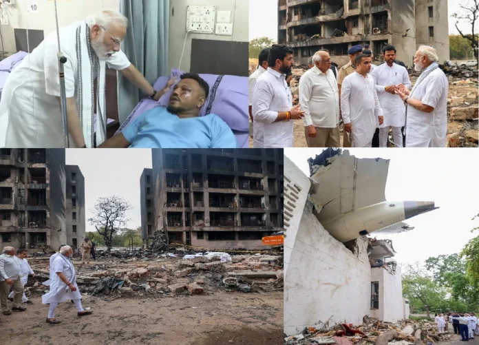 PM Modi visited the Air India plane crash site and besides also meeting with the injured, including the lone crash survivor, in hospital