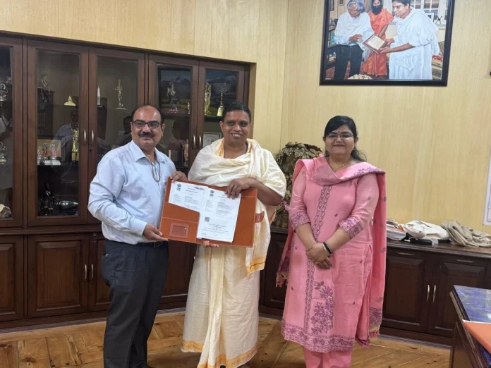 Patanjali University Vice-Chancellor Acharya Balkrishna at the MoU signing ceremony with three universities