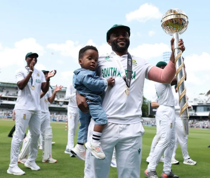 Temba Bavuma celebrating the WTC victory with his minor son. (Image: X/@ICC)